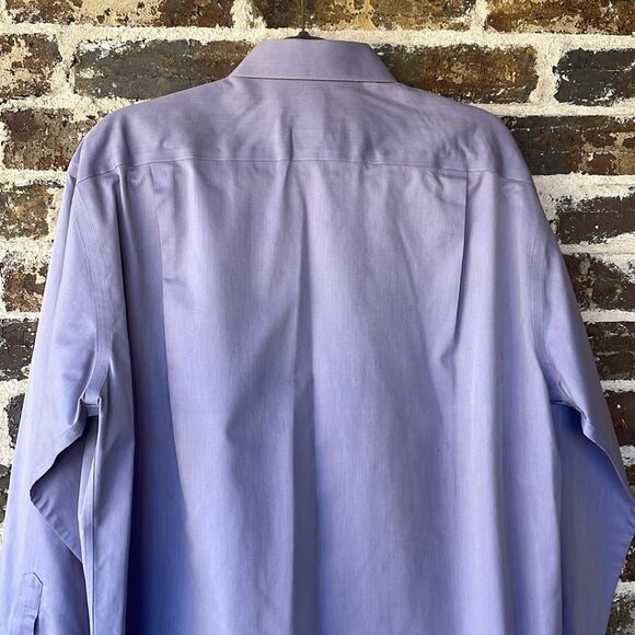 Pronto Uomo Purple Long Sleeve Cotton Non-Iron Dress Shirt Size 17 34/35 - Picture 6 of 6